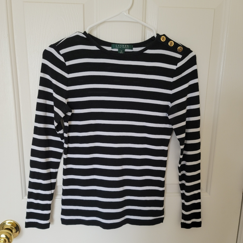 $5 when Bundled; Ralph Lauren 100% Cotton Knit Top w/gold accent buttons.